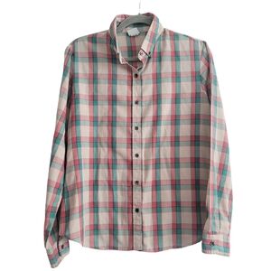 VTG Wrangler Women 14 Lightweight‎ Plaid Button Down Shirt Western USA